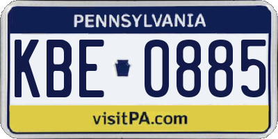 PA license plate KBE0885