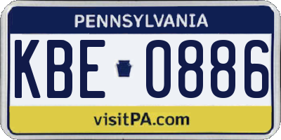 PA license plate KBE0886
