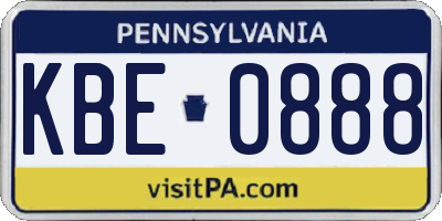 PA license plate KBE0888
