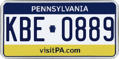 PA license plate KBE0889