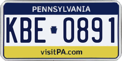 PA license plate KBE0891