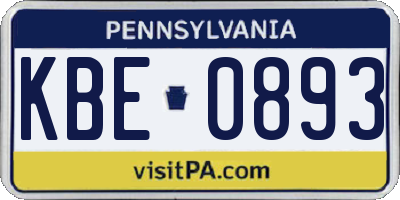 PA license plate KBE0893