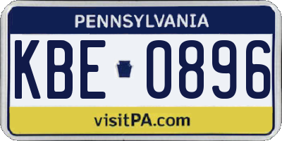 PA license plate KBE0896