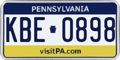 PA license plate KBE0898