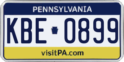 PA license plate KBE0899