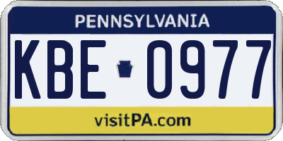 PA license plate KBE0977