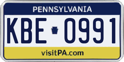 PA license plate KBE0991