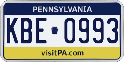 PA license plate KBE0993