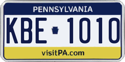 PA license plate KBE1010