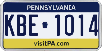 PA license plate KBE1014