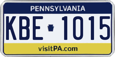 PA license plate KBE1015