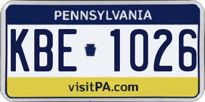 PA license plate KBE1026