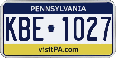 PA license plate KBE1027