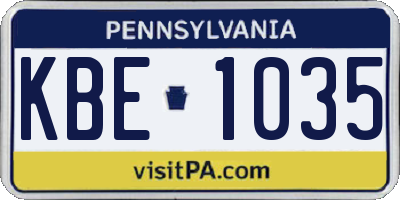 PA license plate KBE1035