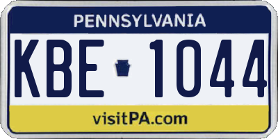 PA license plate KBE1044