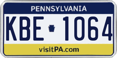 PA license plate KBE1064