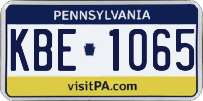 PA license plate KBE1065