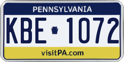 PA license plate KBE1072