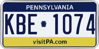 PA license plate KBE1074
