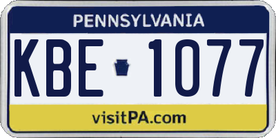 PA license plate KBE1077