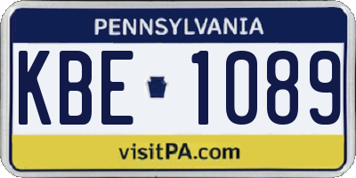 PA license plate KBE1089
