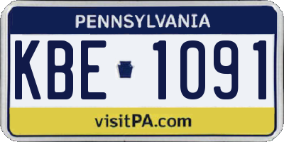 PA license plate KBE1091