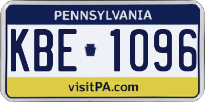 PA license plate KBE1096