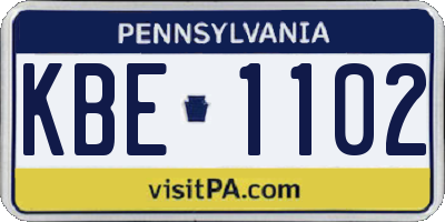 PA license plate KBE1102