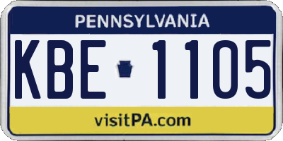 PA license plate KBE1105
