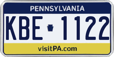 PA license plate KBE1122