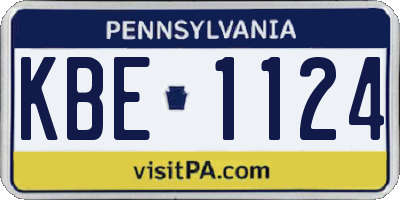PA license plate KBE1124