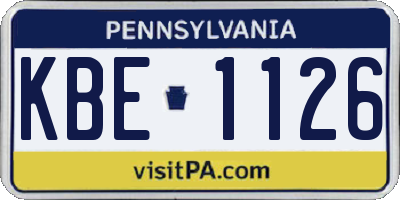 PA license plate KBE1126