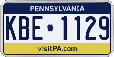 PA license plate KBE1129