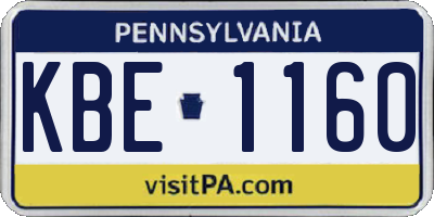 PA license plate KBE1160