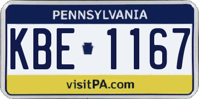 PA license plate KBE1167