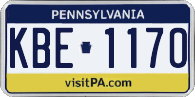 PA license plate KBE1170