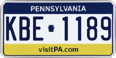 PA license plate KBE1189