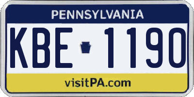 PA license plate KBE1190