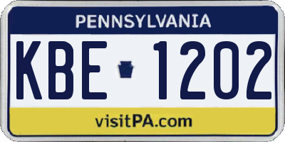 PA license plate KBE1202