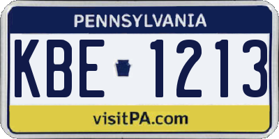 PA license plate KBE1213
