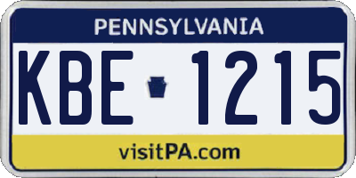 PA license plate KBE1215