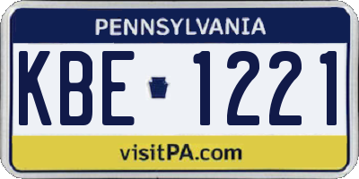 PA license plate KBE1221