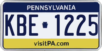 PA license plate KBE1225