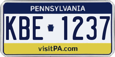 PA license plate KBE1237