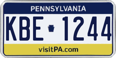 PA license plate KBE1244