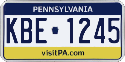 PA license plate KBE1245
