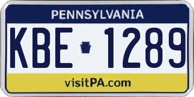 PA license plate KBE1289