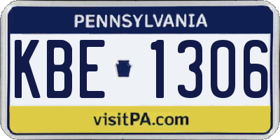 PA license plate KBE1306