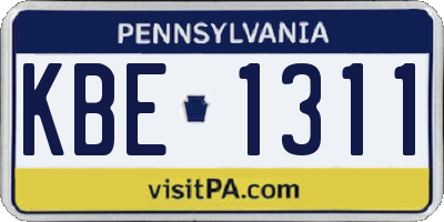 PA license plate KBE1311