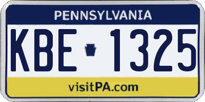 PA license plate KBE1325
